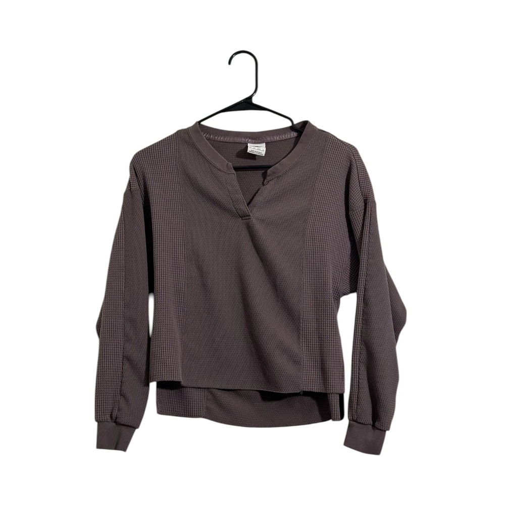 Nike Yoga Dri-FIT Waffle Knit Top Muted Plum Long Sleeve Women's Size XS